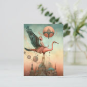 Fantasy Ride op een Roze Flamingo Briefkaart (Staand voorkant)