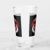 Fantasy Robijn Rode Draak Vlam Mythologische Kunst Glas (Rechts)