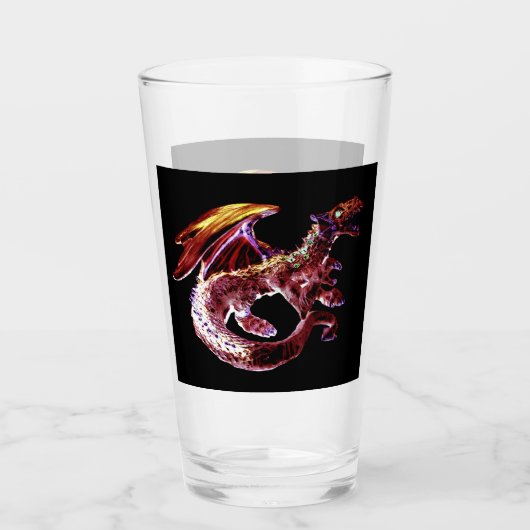 Fantasy Robijn Rode Draak Vlam Mythologische Kunst Glas (Voorkant)