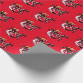 Fantasy Robijnrode Draak Rode Achtergrond Mythisch Cadeaupapier (Hoek)