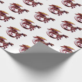 Fantasy Robijnrode Draak Witte Achtergrond Mythisc Cadeaupapier (Hoek)