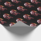 Fantasy Robijnrode Draak Zwarte Achtergrond Mythis Cadeaupapier (Hoek)