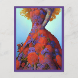 Fantasy Rode Rozen Trouwjurk Goth Bruid Briefkaart