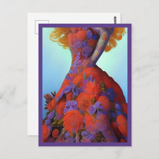 Fantasy Rode Rozen Trouwjurk Goth Bruid Briefkaart (Voorkant / Achterkant)