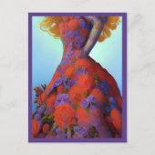 Fantasy Rode Rozen Trouwjurk Goth Bruid Briefkaart (Voorkant)