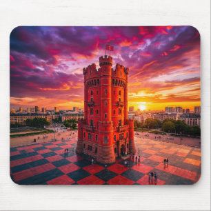 Fantasy rode schaak kasteel gebouw op dambord  muismat