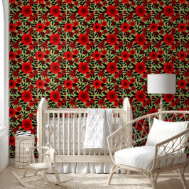 Fantasy Rood en Groen Oerwoud Bloemen Behang
