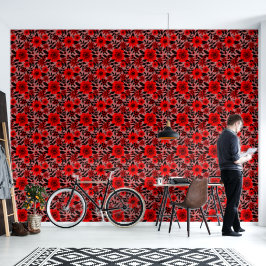Fantasy Rood en Roze Oerwoud Bloemen Behang