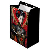Fantasy Rood en Zwart Gothic Lady Gift Bag Medium Cadeauzakje (Voorkant Gekanteld)