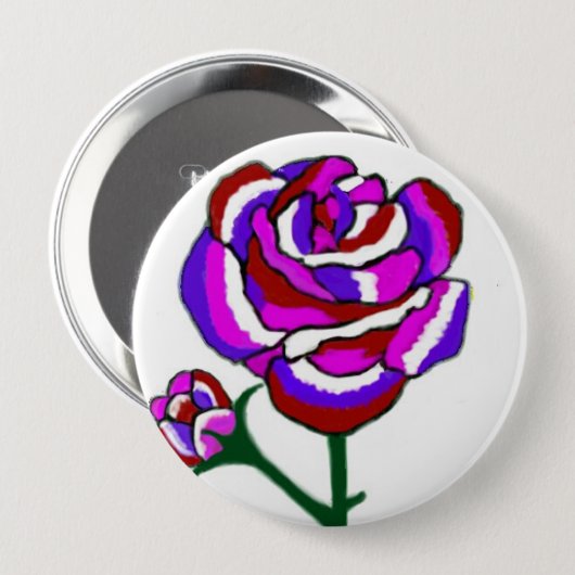 Fantasy Roos Round Button (Voorkant /achterkant)