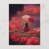 Fantasy Roos Veld onder de hemel Briefkaart (Voorkant)