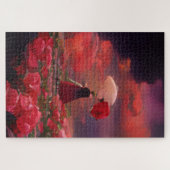 Fantasy Roos Veld onder de hemel Legpuzzel (Horizontaal)