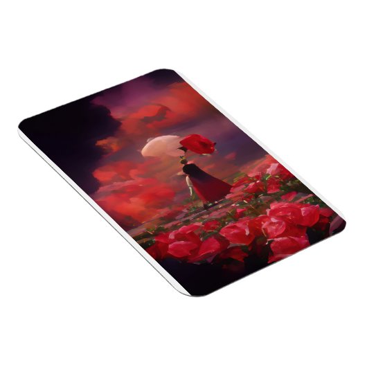 Fantasy Roos Veld onder de hemel Magneet (Rechterzijde)