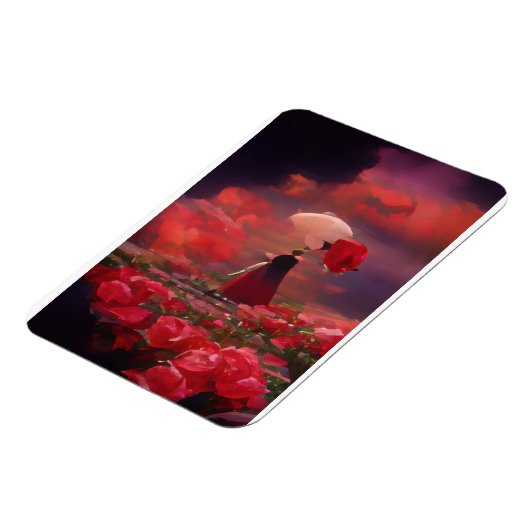 Fantasy Roos Veld onder de hemel Magneet (Linkerzijde)