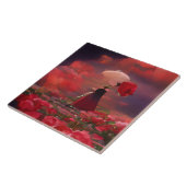 Fantasy Roos Veld onder de hemel Tegeltje (Zijkant)