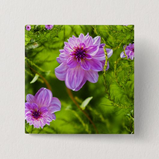 Fantasy Roze Dahlia Vierkante Button 5,1 Cm (Voorkant)