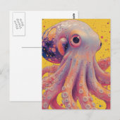 Fantasy Roze en Paarse Octopus Briefkaart (Voorkant / Achterkant)