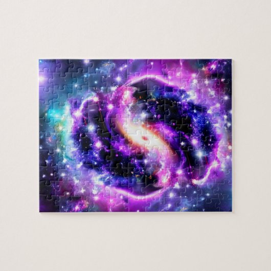 Fantasy Roze en Paarse Swirly Cosmic Space Event Legpuzzel (Horizontaal)