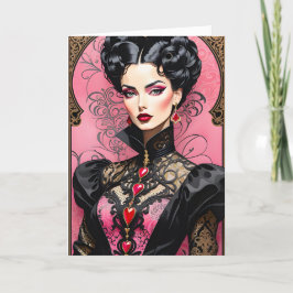Fantasy Roze en Zwarte Gothic Valentijn Lady Aankondiging
