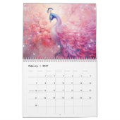 Fantasy Roze Pauw in Abstracte Stijl Kalender (Feb 2027)