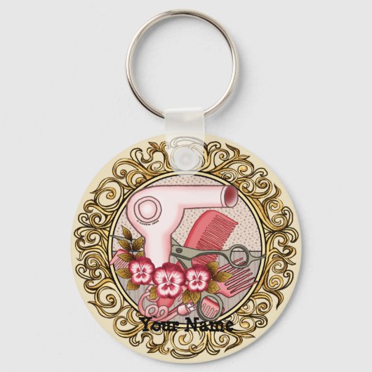 Fantasy Roze Viooltje Schoonheidsspecialiste Sleut Sleutelhanger (Voorkant)