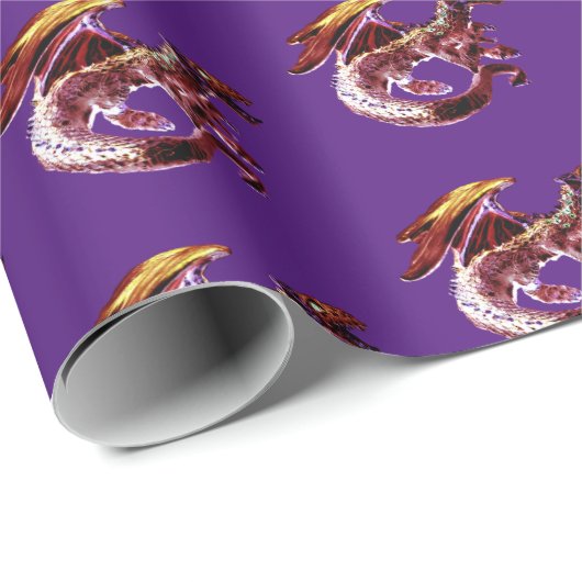 Fantasy Ruby Red Dragon Paarse Cadeaupapier (Rol Hoek)