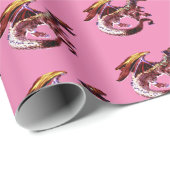 Fantasy Ruby Red Dragon Pink Cadeaupapier (Rol Hoek)