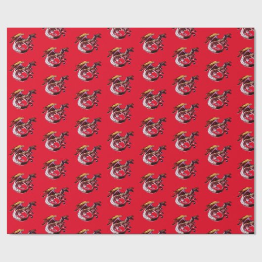 Fantasy Ruby Red Dragon Wrapping Papier Rood (Vlak)
