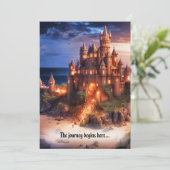 Fantasy Sandcastle Beach Bestemming Bruiloft Kaart (Staand voorkant)