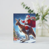 Fantasy Santa en een kangoeroe Briefkaart (Staand voorkant)