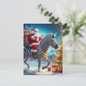 Fantasy Santa en een Zebra Briefkaart (Staand voorkant)
