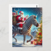 Fantasy Santa en een Zebra Briefkaart (Voorkant / Achterkant)