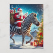 Fantasy Santa en een Zebra Briefkaart (Voorkant)