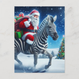 Fantasy Santa en een Zebra Briefkaart