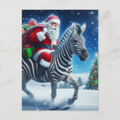 Fantasy Santa en een Zebra Briefkaart (Voorkant)