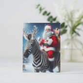 Fantasy Santa en een Zebra met Antlers Briefkaart (Staand voorkant)