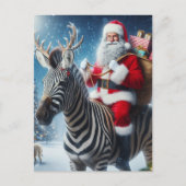 Fantasy Santa en een Zebra met Antlers Briefkaart (Voorkant)
