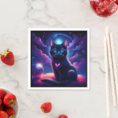 Fantasy Scene Black Kitten Beautiful Blue Eyes Servet (Insitu)