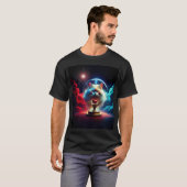 Fantasy Scene: Kat In Een Globe Met Appel T-shirt (Voorkant volledig)