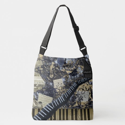 Fantasy Scene met toetsenbordlandschap Crossbody Tas (Voorkant)