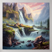 Fantasy scene van waterval poster (Voorkant)