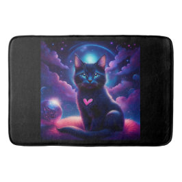 Fantasy Scene Zwarte Kitten Mooie Blauwe Ogen Badmat