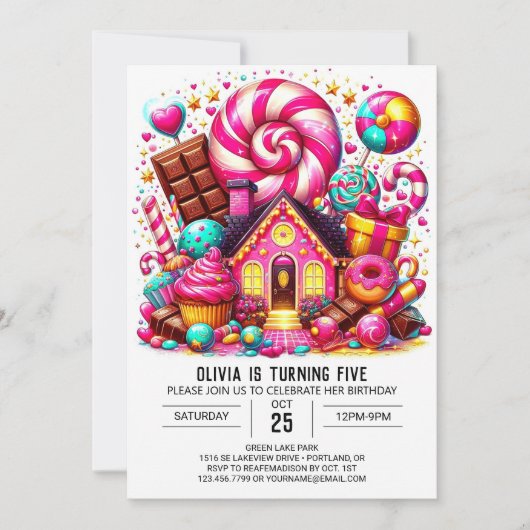 Fantasy Schattig Candyland Digitale Verjaardag Kaart (Voorkant)