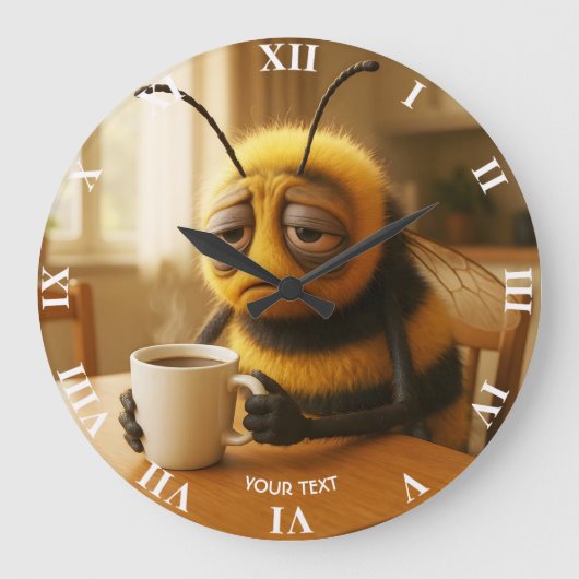 Fantasy Schattig Erg Moe Bees Grote Klok (Voorkant)