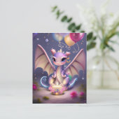 Fantasy Schattig Kawaii baby draak Briefkaart (Staand voorkant)