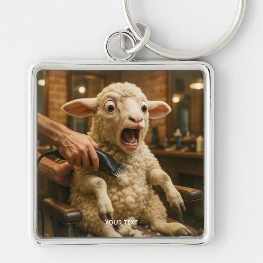Fantasy Schattig Lam Bang Scheerbeurt Sleutelhanger (Voorkant)