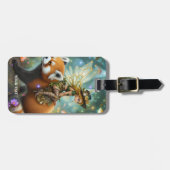 Fantasy Schattig Meisje Rijdt Panda Bagagelabel (Voorkant horizontaal)
