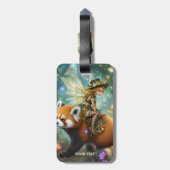 Fantasy Schattig Meisje Rijdt Panda Bagagelabel (Achterkant verticaal)