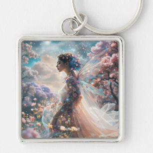 Fantasy Schattig Meisje Tuin Bloemen Sleutelhanger