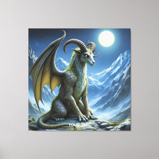 Fantasy Schattig Mythisch Ram Draak Canvas Afdruk (Voorkant)